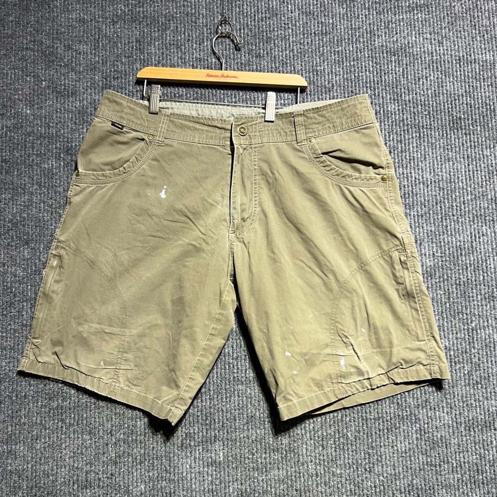 Kuhl Cargo Shorts Mens 36 Tan Vintage Patina Dye Rugged Outdoor Workwear Utility